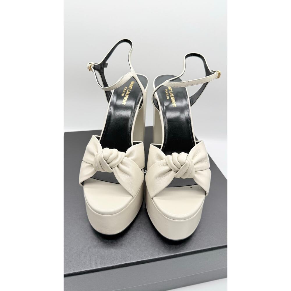 Saint  Laurent Women's Bianca Platform Sandals Pearl SZ: 41